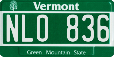 VT license plate NLO836