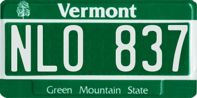 VT license plate NLO837