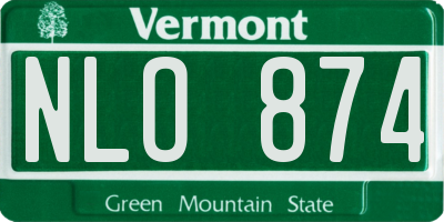 VT license plate NLO874