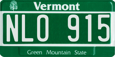 VT license plate NLO915
