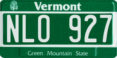 VT license plate NLO927