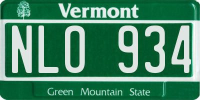 VT license plate NLO934