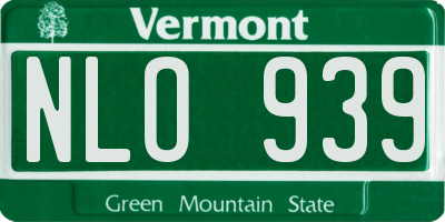 VT license plate NLO939