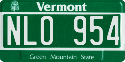 VT license plate NLO954