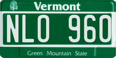 VT license plate NLO960