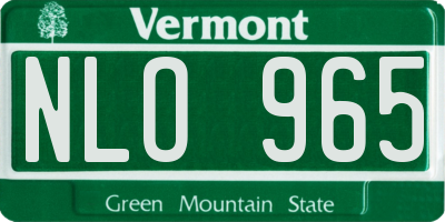 VT license plate NLO965