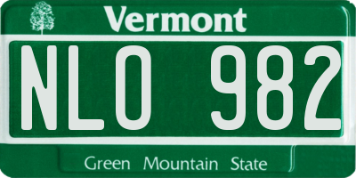 VT license plate NLO982