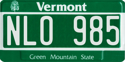 VT license plate NLO985