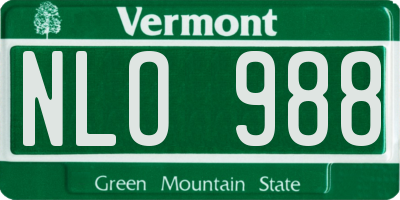 VT license plate NLO988