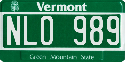 VT license plate NLO989