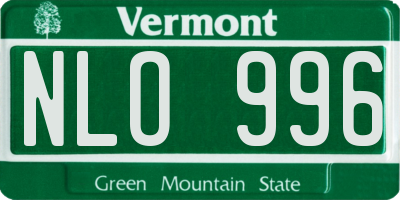 VT license plate NLO996