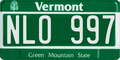 VT license plate NLO997