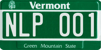 VT license plate NLP001