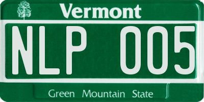 VT license plate NLP005