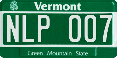 VT license plate NLP007