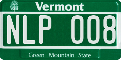 VT license plate NLP008