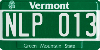 VT license plate NLP013