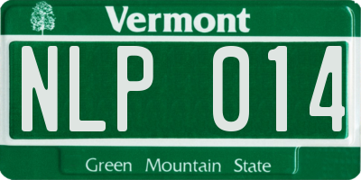 VT license plate NLP014