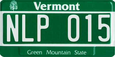 VT license plate NLP015