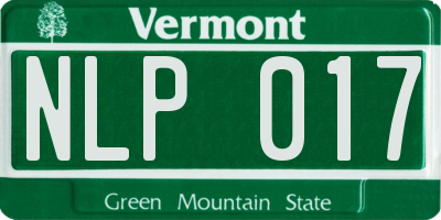 VT license plate NLP017