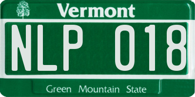 VT license plate NLP018