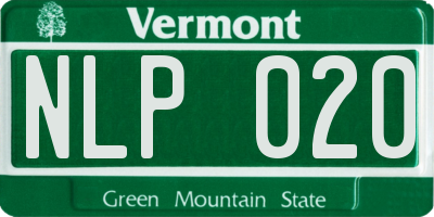 VT license plate NLP020