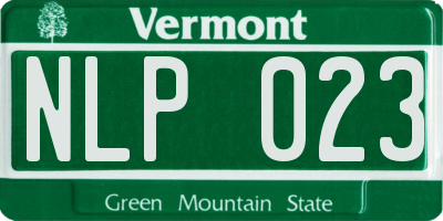 VT license plate NLP023