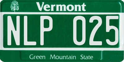 VT license plate NLP025