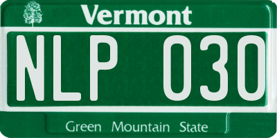 VT license plate NLP030