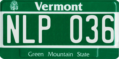 VT license plate NLP036