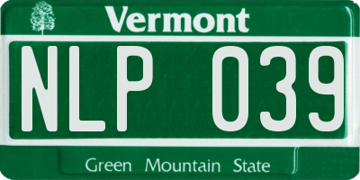 VT license plate NLP039