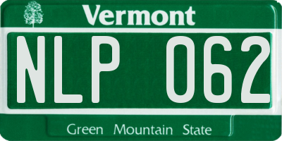 VT license plate NLP062