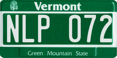 VT license plate NLP072