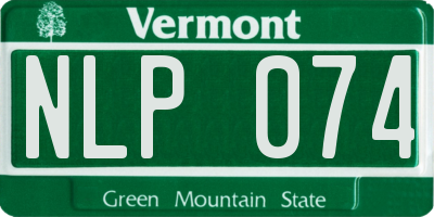 VT license plate NLP074