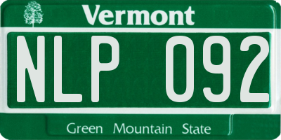 VT license plate NLP092
