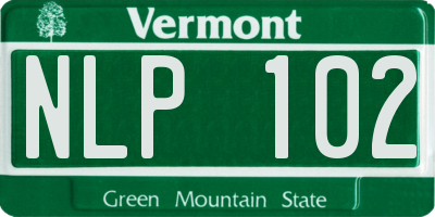 VT license plate NLP102