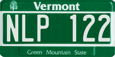 VT license plate NLP122
