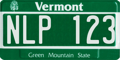 VT license plate NLP123
