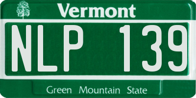 VT license plate NLP139