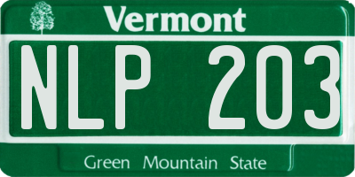 VT license plate NLP203