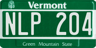 VT license plate NLP204