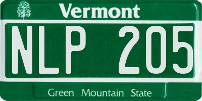 VT license plate NLP205