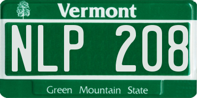 VT license plate NLP208