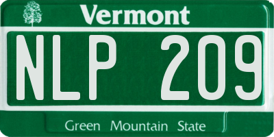 VT license plate NLP209
