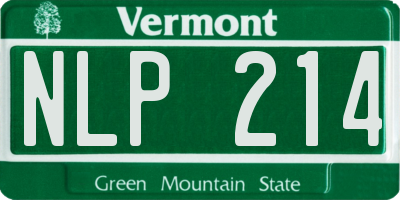 VT license plate NLP214