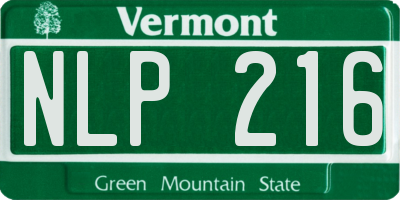 VT license plate NLP216