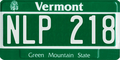 VT license plate NLP218