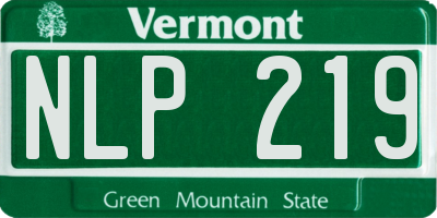 VT license plate NLP219