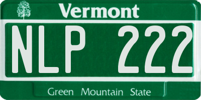VT license plate NLP222