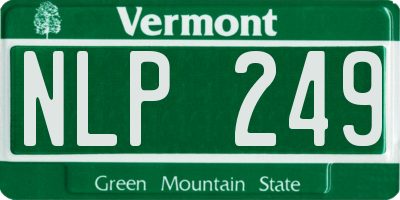 VT license plate NLP249